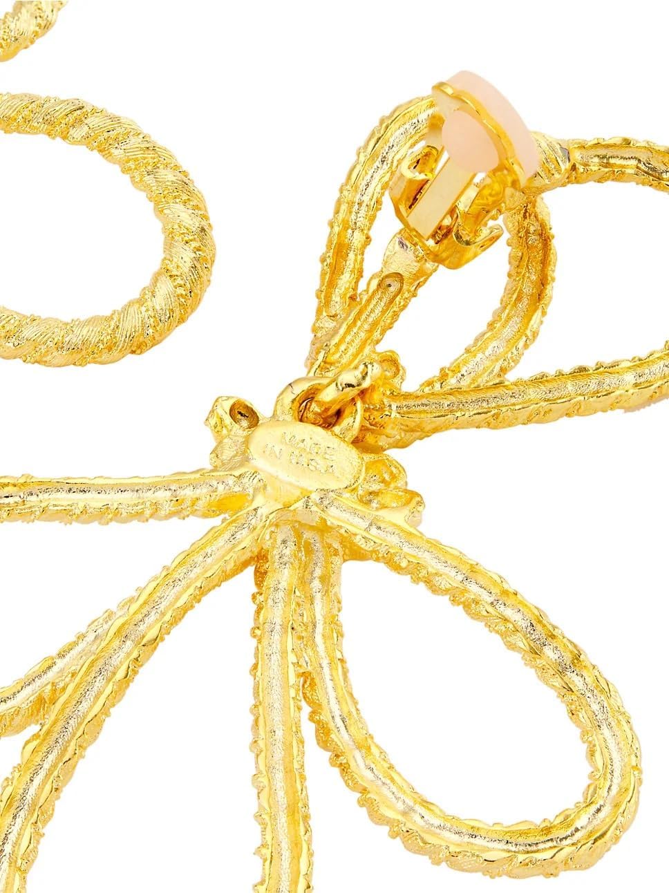 Kenneth Jay Lane Satin Gold Clip-On Earrings - Twisted Rope Bow or Fancy Gold Ornate Swirl Drop