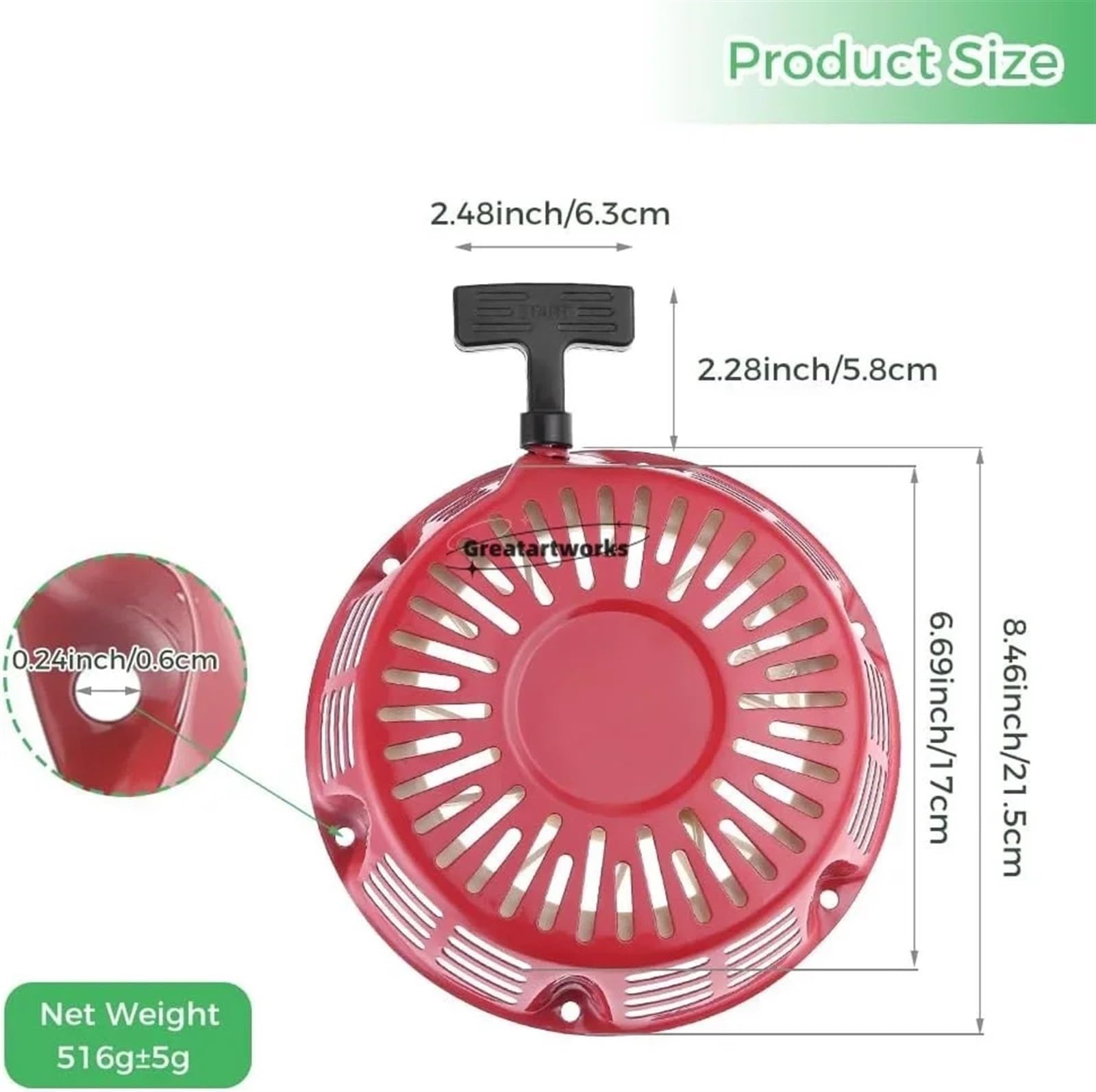 Arranque de retroceso con tirador Conjunto de arranque por cuerda de arranque de retroceso con kit de cuerda de tracción for generador de motor GX340 GX390 GX420 GX610 GX620 11HP 13HP 188F 28400-ZE3-W