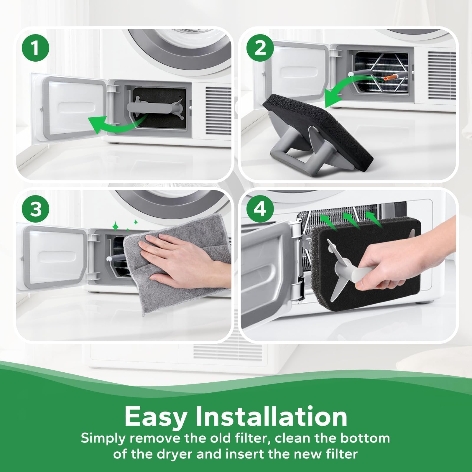 4 Set Filtro Per Asciugatrice Miele T1 9164761 - Spugna Per Pelucchi, 210x158x32 Mm - Foto 9