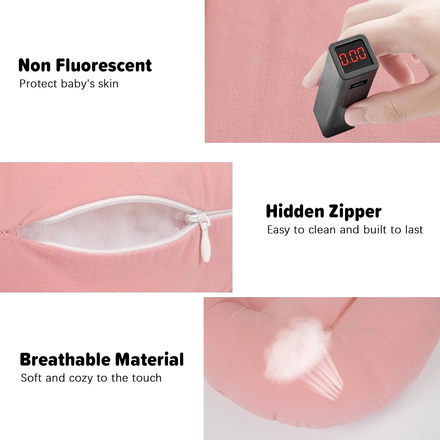 Baby Lounger for Infants Babies 0-24 Months, Bionic Organic Lounger, Soft Cotton Breathable Infant Floor Seats & Loungers for Newborn Baby Shower Gifts (Pink) - Image 5