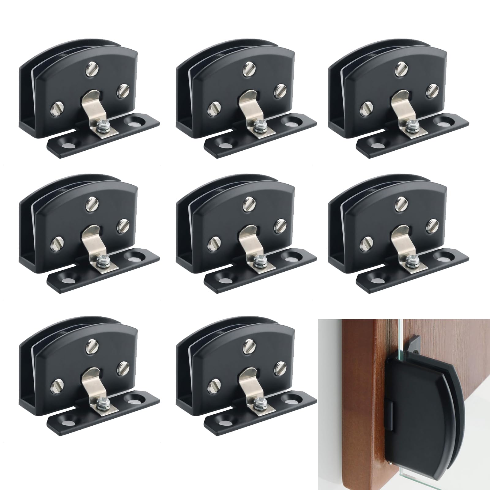 Cokritsm Glass Hinges Cabinet Door Hinge for 5-7mm Thick Glass Zinc Alloy Hinge Cabinet Display Cabinet Wine Cabinet Clip Door Hinge Replacement Parts 8PCS