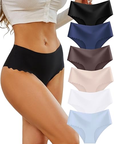 Sth Big Bragas sin Costuras Mujer Cintura Alta Braguitas Ropa Interior Invisibles Underwear Women Cómodas y Suaves Pack Bragas Mujer Paquete De 6