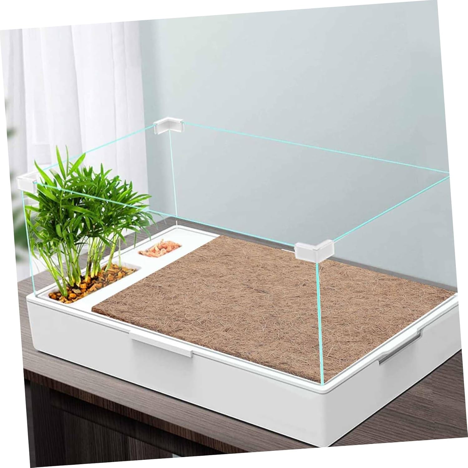 Yardwe 4Pcs Natural Coconuts Fiber Reptile Mat Non Slip Liner for Bearded Dragons Lizards Safe Comfortable Substrate for Reptile Tanks Reptile Decor