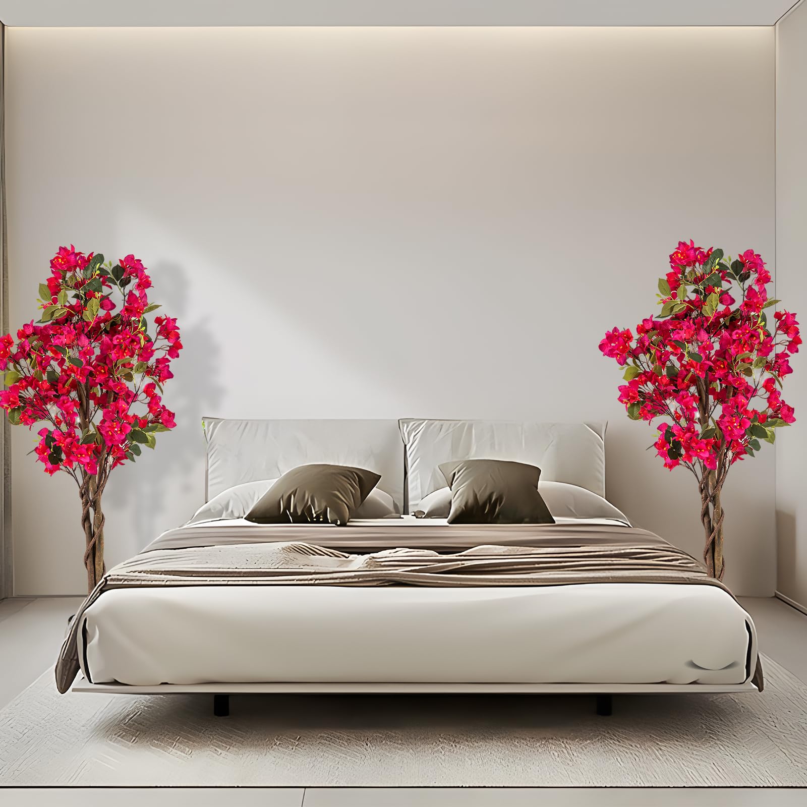COSTWAY Plante Artificielle Bougainvillier de 120 cm, Plante Fleurie Faussée en Pot de Pépinière avec Fleurs en Pleine Floraison, Fausse Arbre Décoration du Magasin Bureau Maison (Rose 2 Pack)