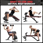 Fostoy Foldable Workout Bench, Adjustable Weight Bench for Home Gym, Multi Functional Gym Bench w/Leg Extension &Preacher Pad, Extra Headrest, Fast Folding Strength Training Incline Sit up Bench 800LB