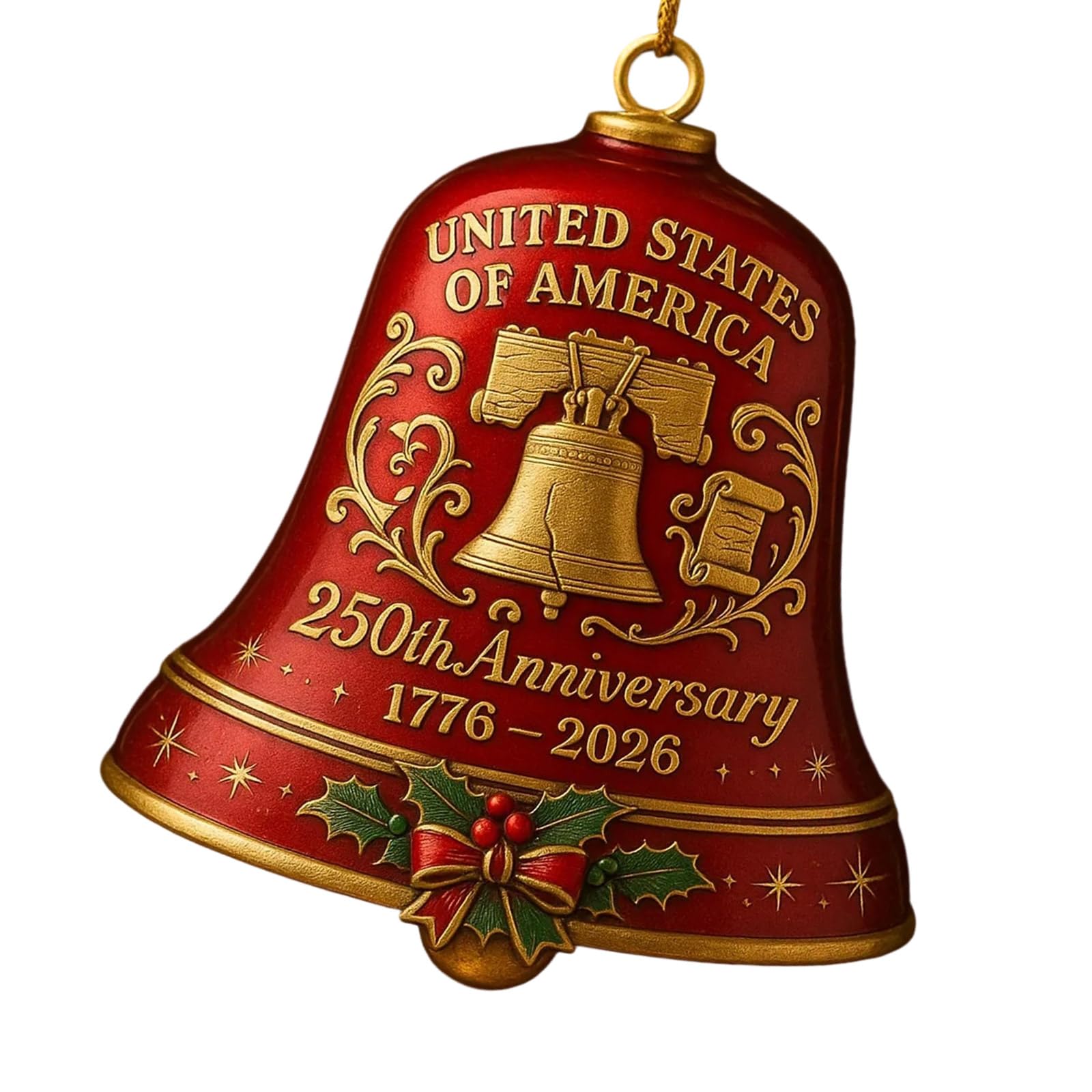 States 250th Anniversary Bells Ornament for Christmas Tree, Garden & Patriotic Home Decors 1776-2026 Christmas Bells
