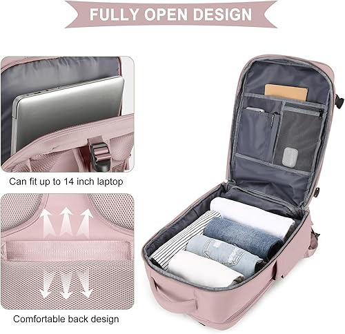 Miniatura 5 de coowoz Mochila de viaje grande para mujeres y hombres,Mochila de transporte,Mochila de senderismo impermeable para deportes al aire libre, Rosa