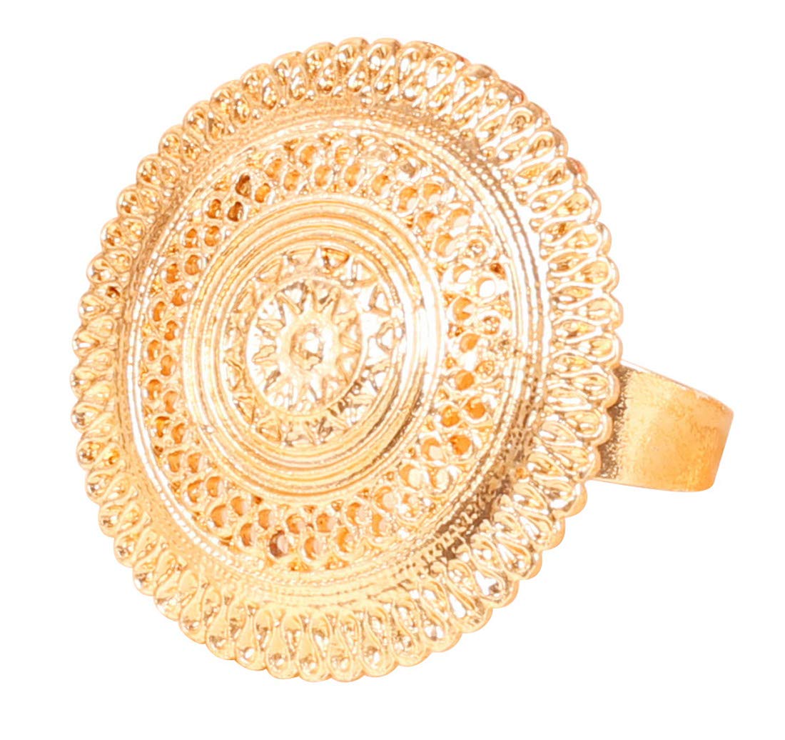 Indian Bollywood Pretty Royal Adjustable Size Designer Wedding Jewelry large Cocktail Ring in Rhinestone crystal Gold Silver and Oxidized Tone For Women.