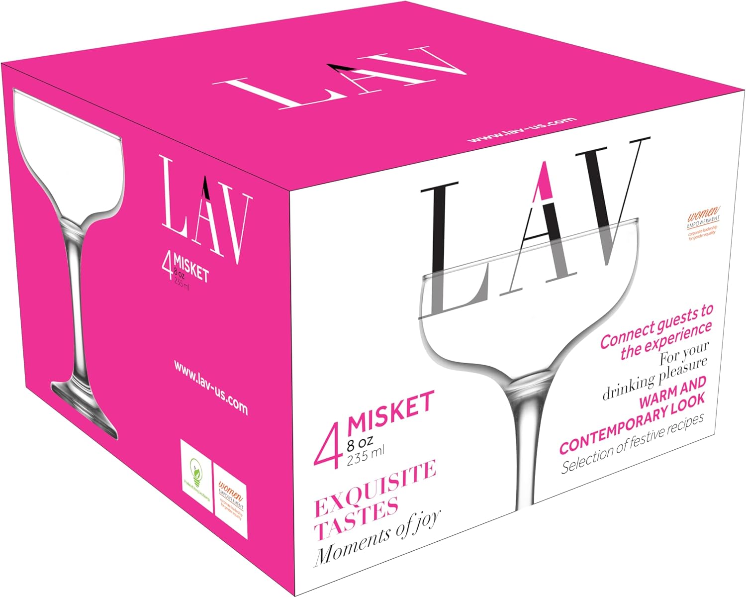 LAV Small Champagne Coupe Cocktail Glasses Set of 4 - Margarita, Martini, Wine, Cute Vintage Glassware - 7.9 oz - Elegant Classy Birthday, Bachelorette Party Gift, Bride, Champagne Tower, Home, Bar