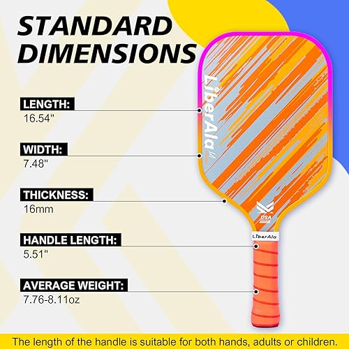 Miniatura 3 de Pickleball Paddles & Set of 2, USAPA Approved Carbon Fiber Pickle Ball Paddle, PP Honeycomb Core, Lightweight & Comfort Grip for Beginners, Pros,