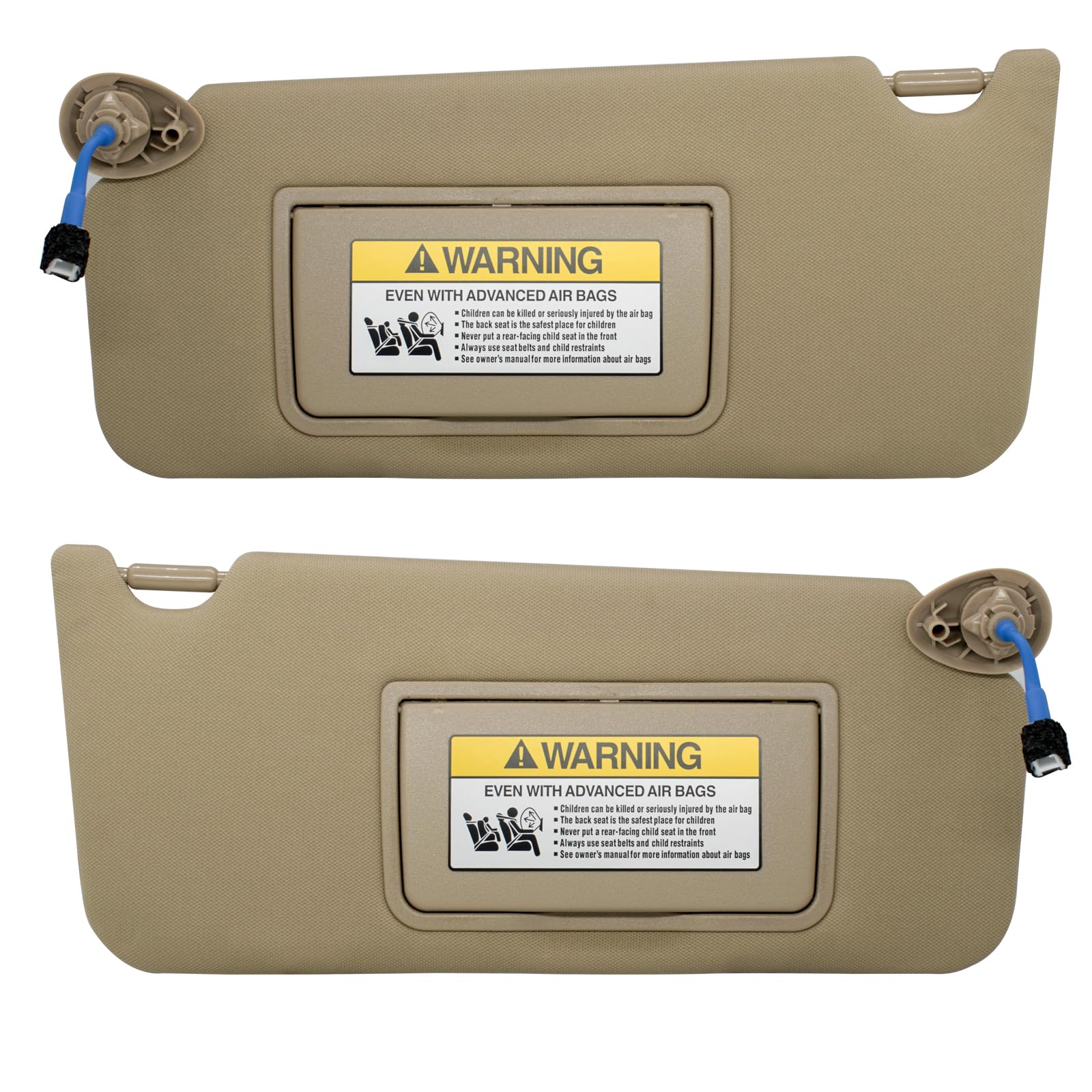 NHILES Left Driver & Right Passenger Side Sun Visor Compatible with Honda Accord 2008 2009 2010 2011 2012 2013 2014 2015 2016 2017 with Light Replaces # 83230TA0A91ZB (Beige)