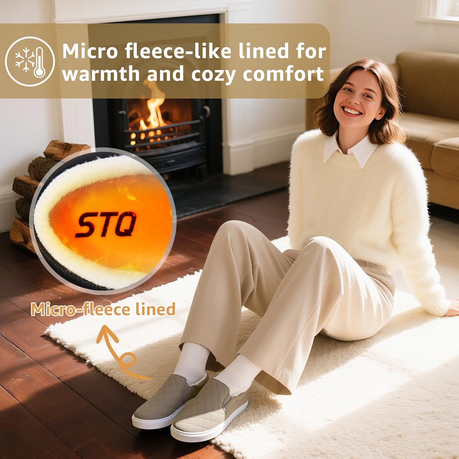 STQ Loafers for Women Memory Foam Slip On Sneakers EleeS Quilted 1.0 Comfort Fall Shoes - Image 3