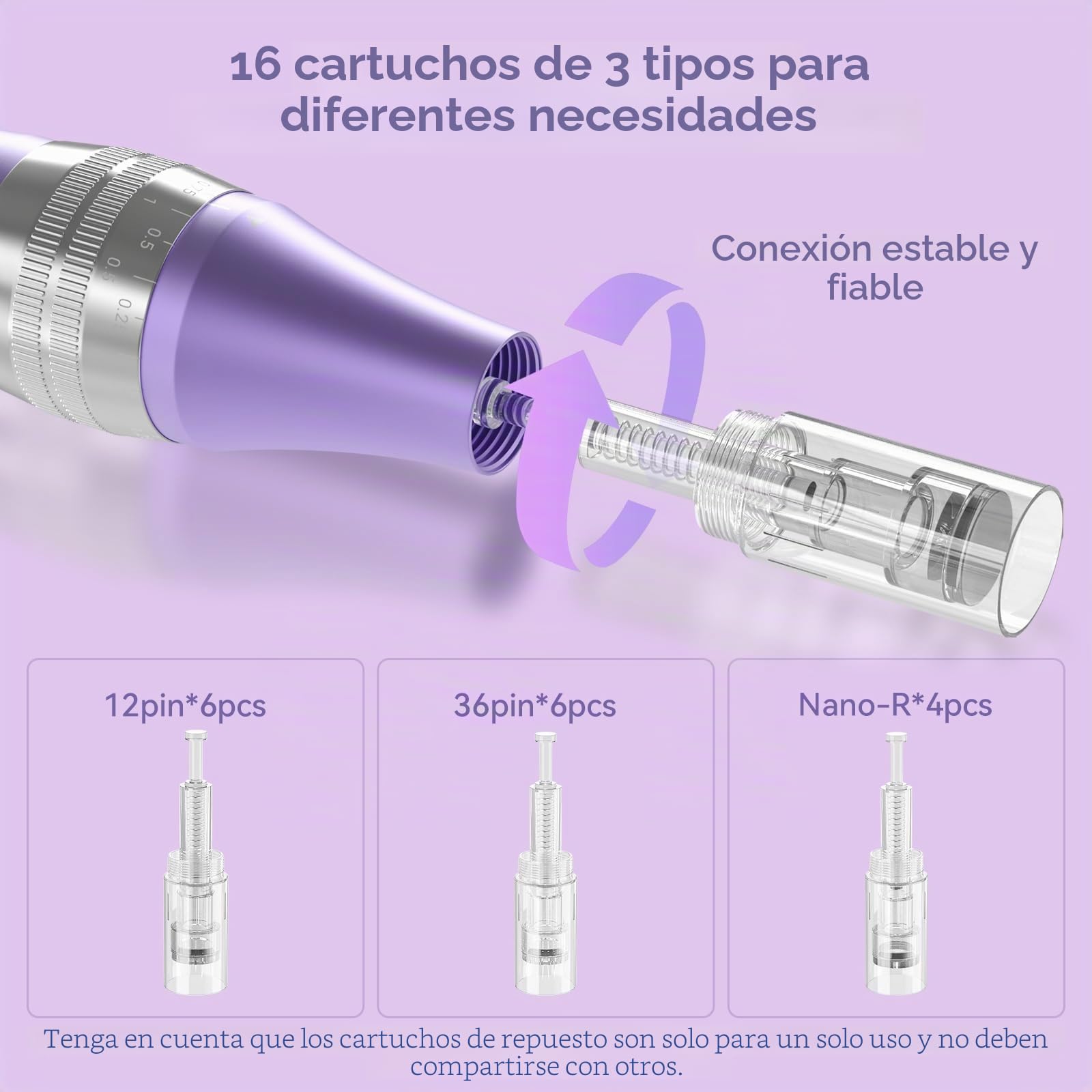 QUELLE E99 Dermapen Profesional,Microneedling Pen Inalámbrico con pantalla LCD y 5 Niveles de Velocidad incluye 16 Cartuchos de Repuesto Para el Cuidado de la Piel