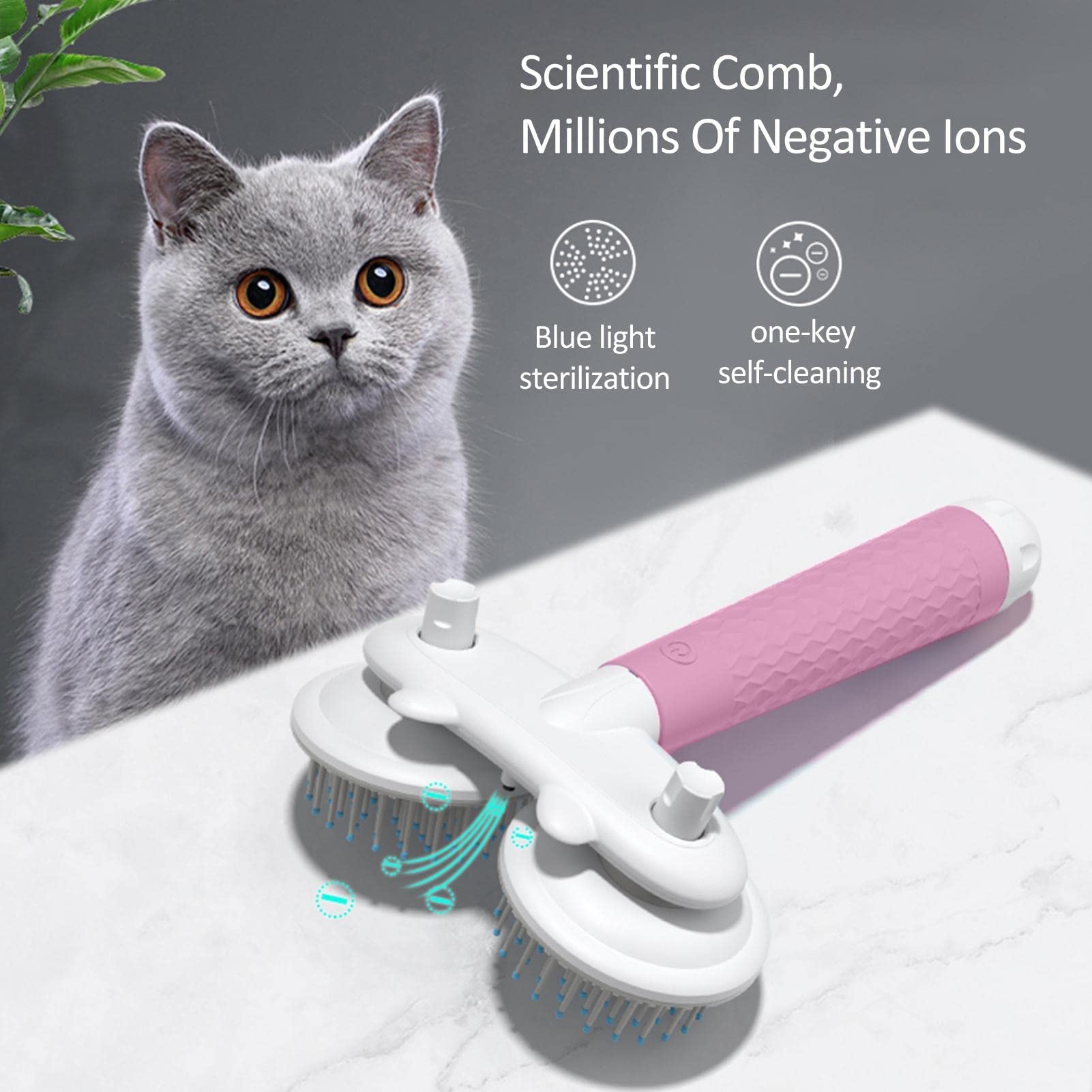 Cepillo para mascotas Cepillo para perros y gatos Cepillo para mascotas con dientes densos Cepillo para perros y gatos para mudar el aseo - Cepillo de pelo para gatos de dos cabezas Cepillo suave para
