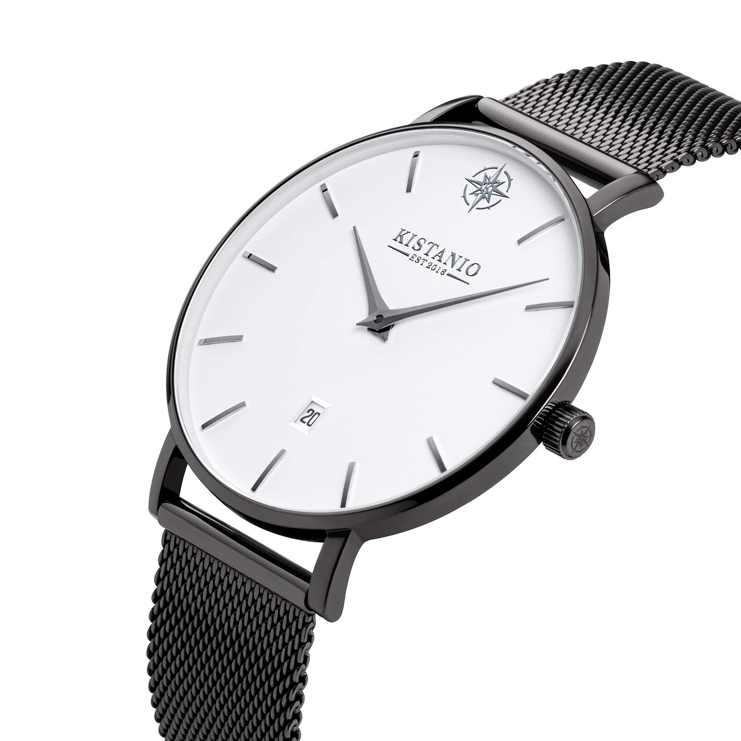 Petit Orologio da donna con vetro zaffiro e cinturino in milanese + cinturino in pelle GM-WH-M-L-BK