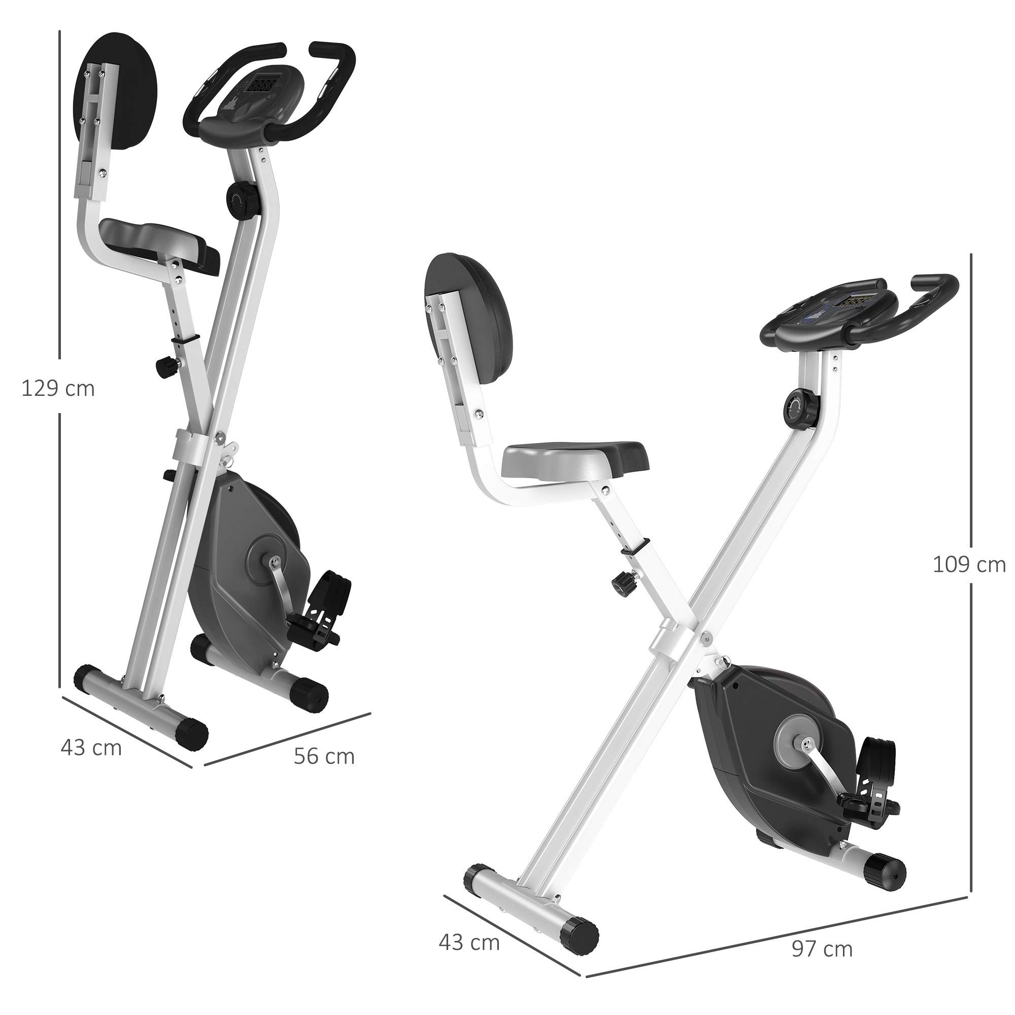 HOMCOM Heimtrainer Fahrradtrainer klappbar Magnetisch Hometrainer Fahrrad mit LCD Monitor, 8 stufig einstellbarem Magnetwiderstand Räder, Leise Platzsparend Fitnessbikes für Zuhause