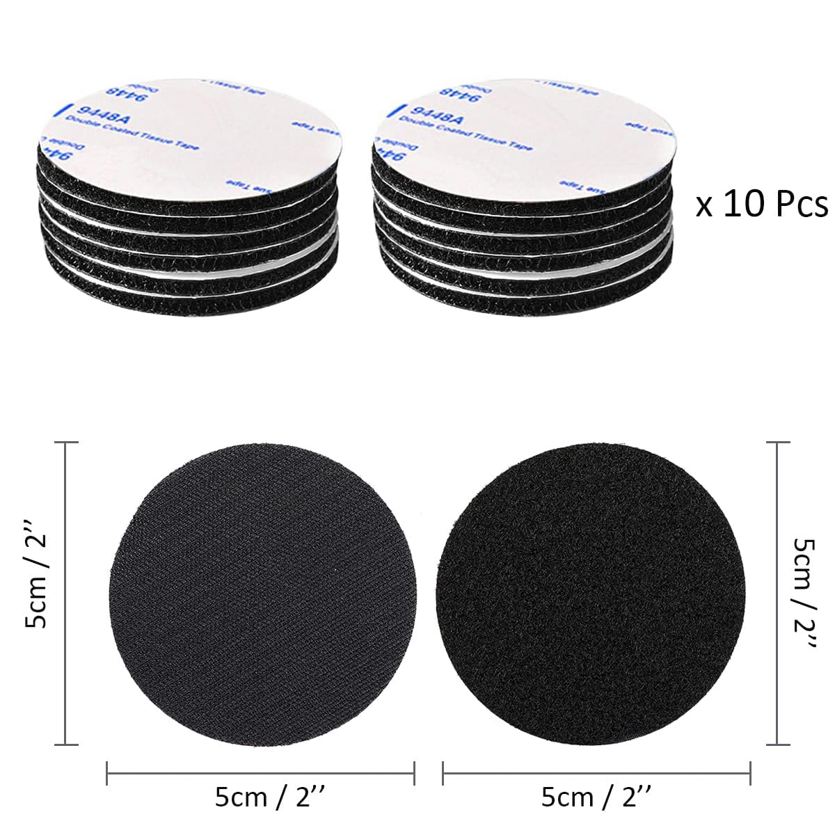 Pad Biadesivo, Nero Nastro Biadesivo Extra Forte Riutilizzabile 10 pezzi Stretch Adesivo Tondo 5 cm di Diametro per Articoli Da Incollare