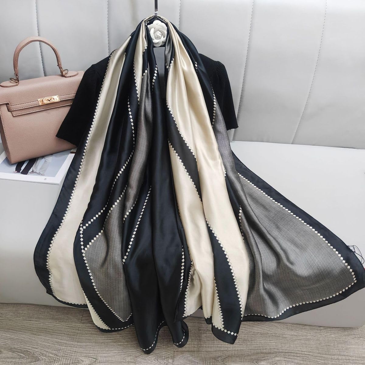 FairyCity Womens oversized Luxury Silk Scarf Long Satin Scarf Lightweight Fashion Shawl Wrap - Image 2