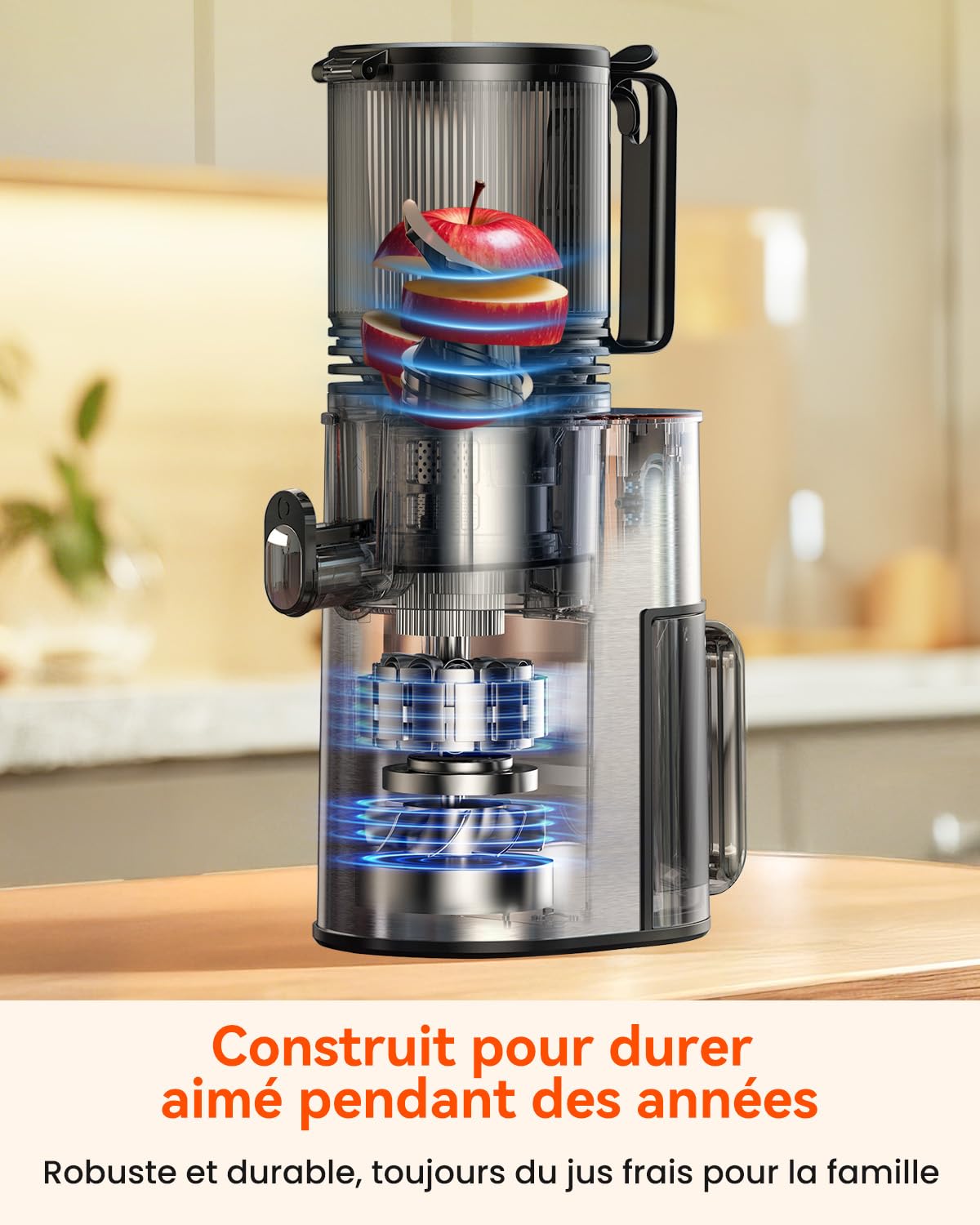 Extracteur de Jus Lent, Centrifugeuse Fruits et Legumes avec Goulotte 130 mm, 1,8L, Slow Juicer Sans BPA, 250W, Nettoyage Facile, Fonction Inverse, Acier Inoxydable Noir