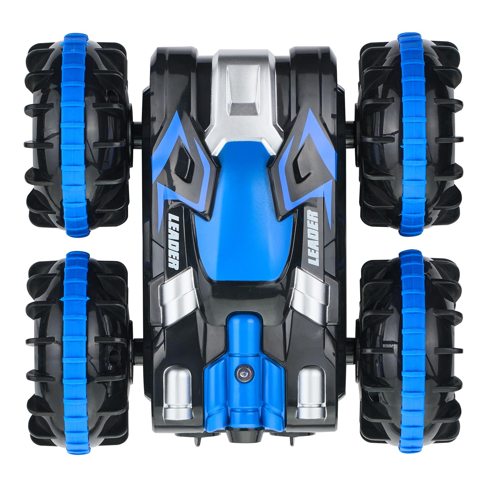 VEVOR Voiture télécommandée amphibie, 4WD étanche 2,4 GHz pour enfants, voiture télécommandée rotative à 360° avec 2 batteries, jouet tout-terrain, plage, piscine pour garçons et filles de 6 ans et