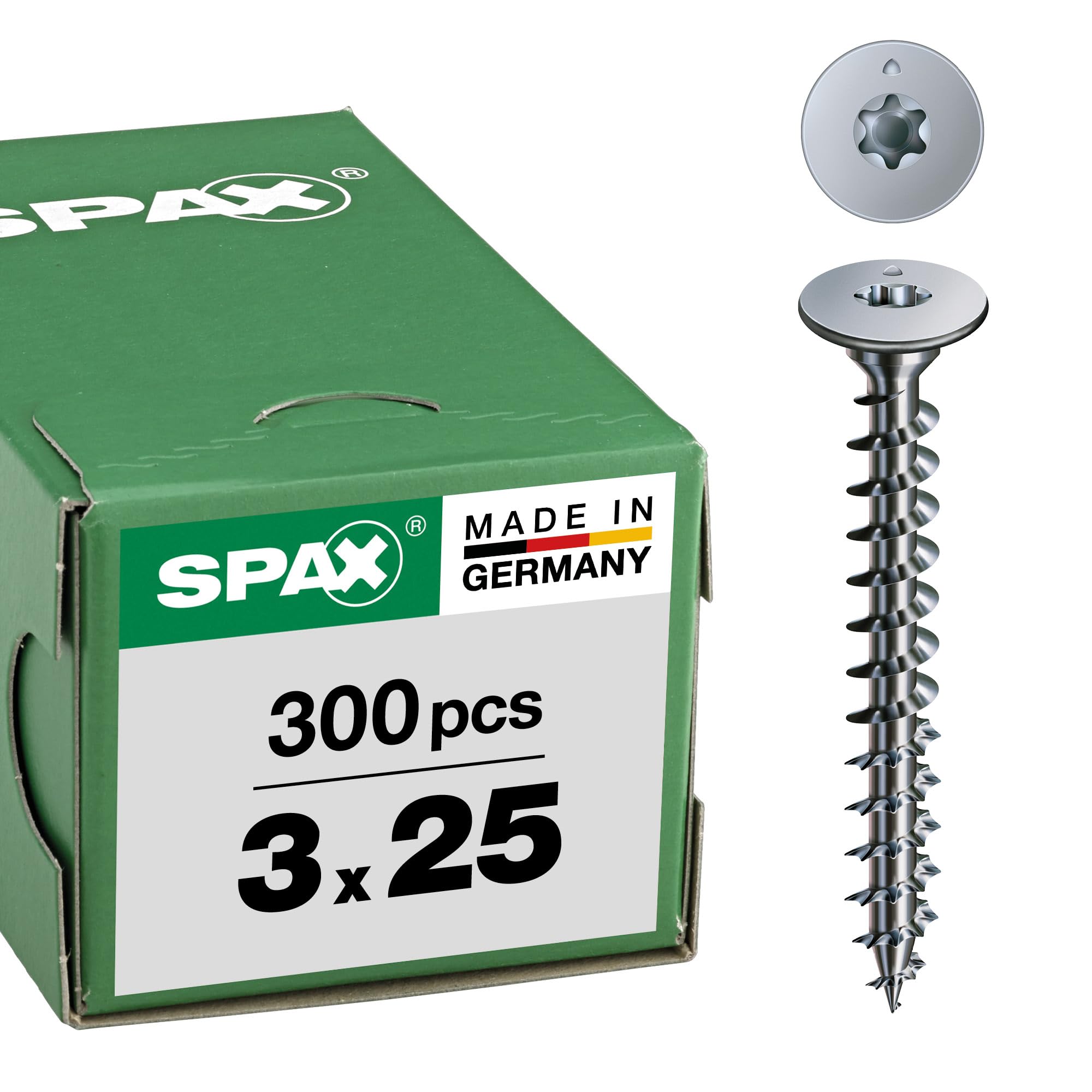 SPAX Śruba do ściany tylnej bez soczewki 3,0 x 25 Torx 10 Wirox srebrny Zawartość: 300 sztuk