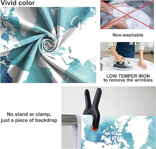 Miniatura 5 de Baocicco Telón de fondo de mapa marino de 10 x 6.5 pies, fondo de pantalla de mapa del mundo, fondo de pantalla, decoración de fiesta de cumpleaños