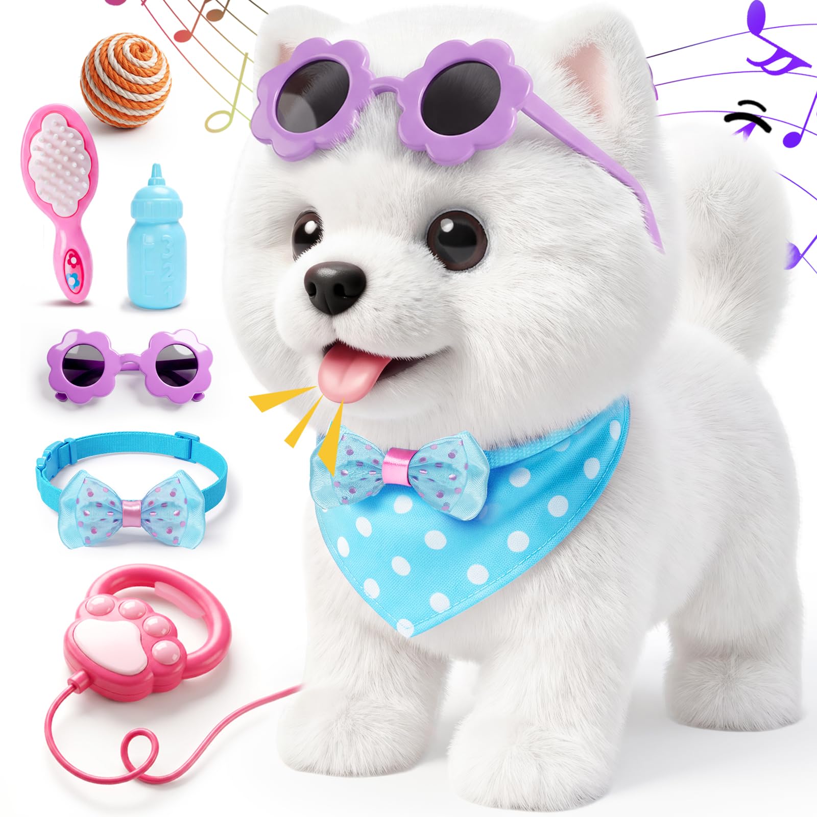 Amazon.com: Ylpaprm Samoyed Walking Dog Barking Toy Dog for Kid