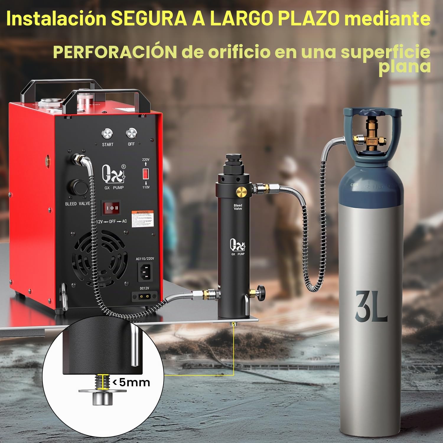 GX-PUMP - Filtro de compresor de aire PCP de alta presión de grado profesional con función de mantenimiento de presión, separador de aceite/agua de 5800 PSI, montaje magnético o de tornillo, entrada