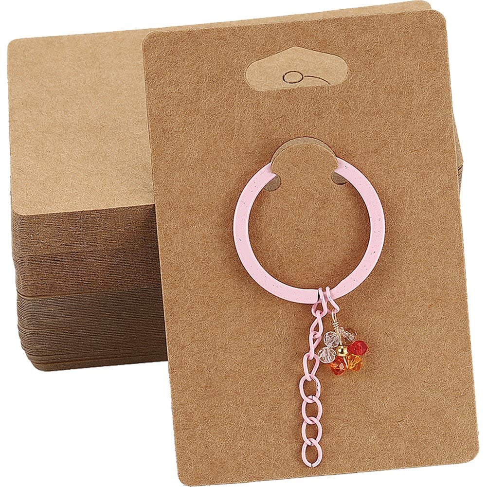 Luxylei Keychain Display Cards 50Pcs Jewelry Keychain Cards Holder For Display Keyring Jewelry Packaging Supplies