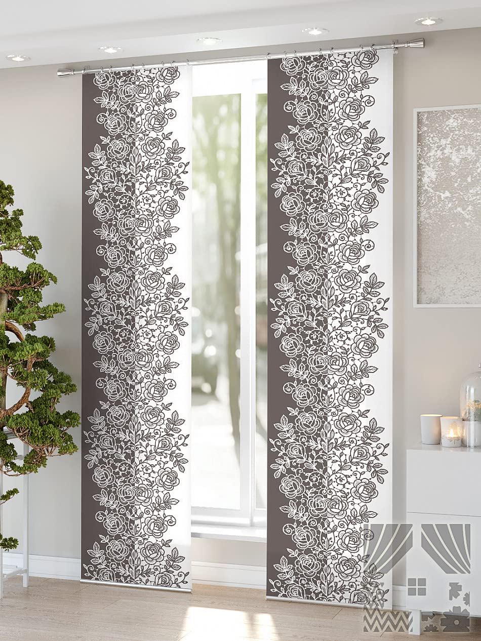 LHD HUB 3D Flowers Digital Printed Polyester Fabric Curtains for Bed Room, Living Room Kids Room Color Brown Window/Door/Long Door (D.N.73) (4 x 9 Feet (Size: 48 x 108 Inch) Long Door, 2)