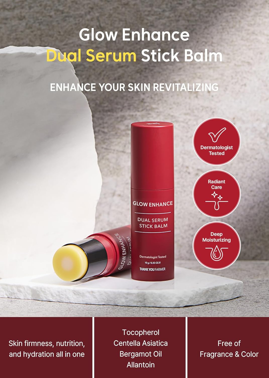 THANKYOU FARMER Glow Enhance Dual Serum Stick Balm - Korean Eye Cream for Face, Crows Feet Eye Treatment Fine Lines Lifting 0.35oz - Image 2