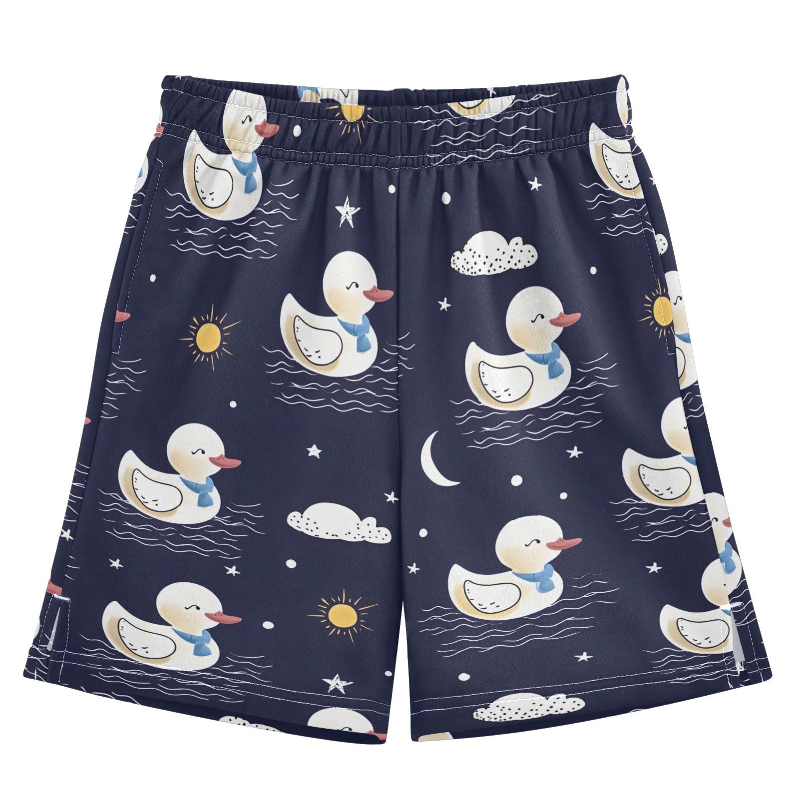 Cute White Ducks Boys Shorts Casual Athletic Short Summer Track Shorts 14-15 Y