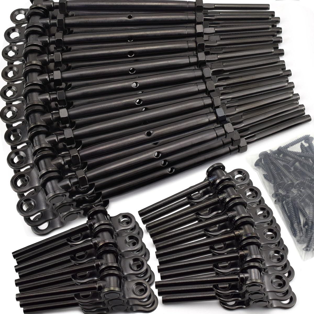 Photo 1 of Toukioo Black Cable Railing Hardware Kit 1/8" Swage Turnbuckle