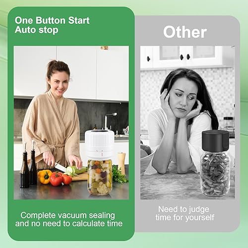 Miniatura 4 de VP06+ - Sellador al vacío para tarros de masón, sellador al vacío eléctrico para tarros con tapas Mason de boca ancha y regular, sellador de vacío