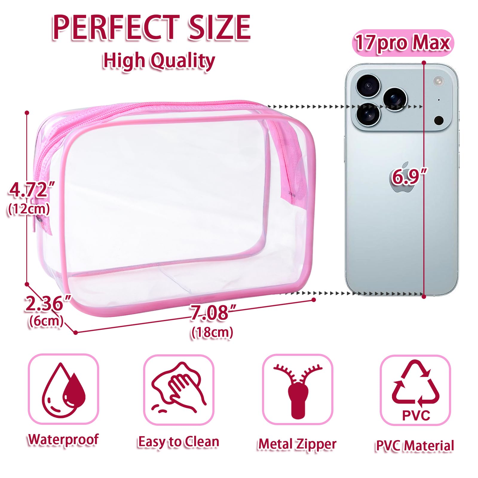 PVC Zippered Makeup and Toiletry Organizer Bag