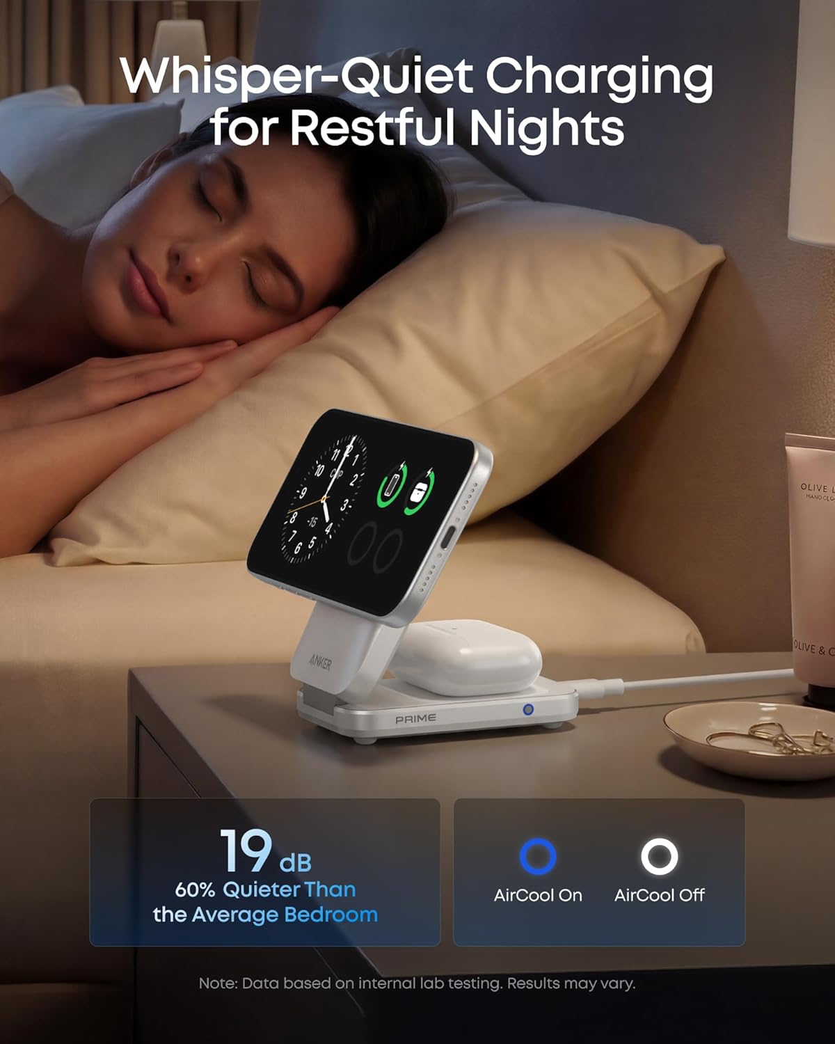 Anker Prime 3-in-1 Charging Station, AirCool Wireless Charger, Qi2 25W Certified Palm-Sized Foldable MagSafe Charger Compatible with iPhone 17, Apple Watch, AirPods (Non-Battery, with Adapter)