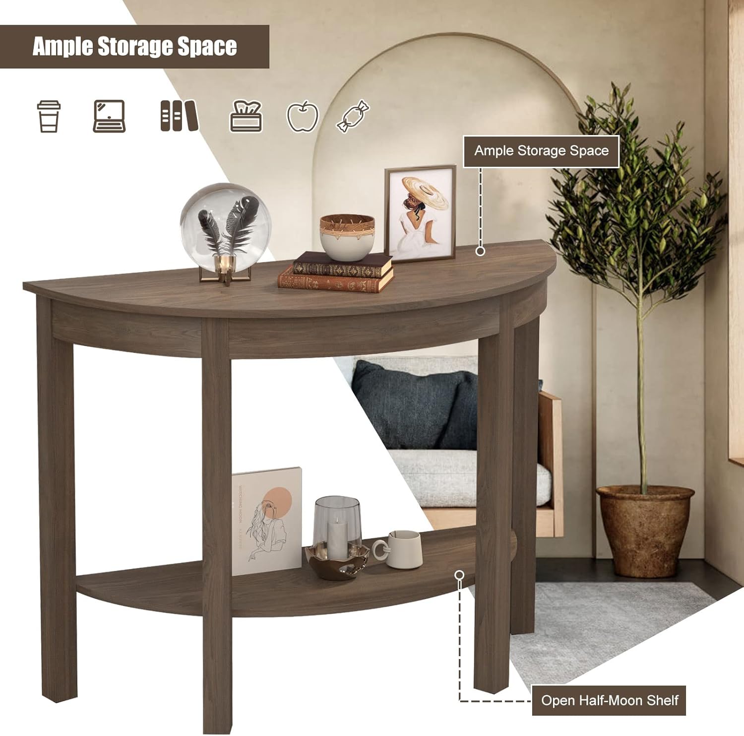 Buy Half Moon Console Tables for Entryway Radiator Tables for Hallway