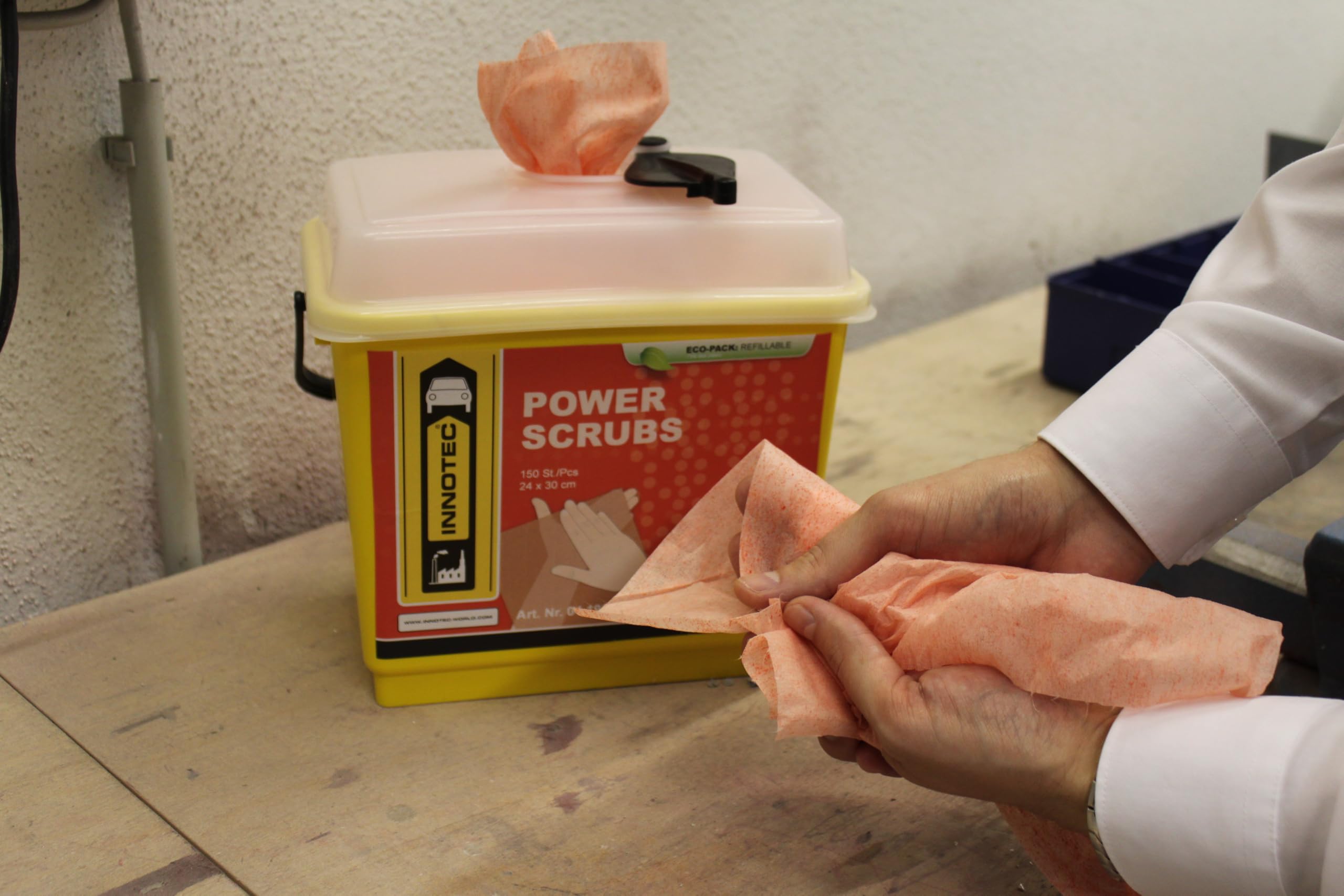 1 Box Power Scrubs Handreinigungstücher a 150 Stk.