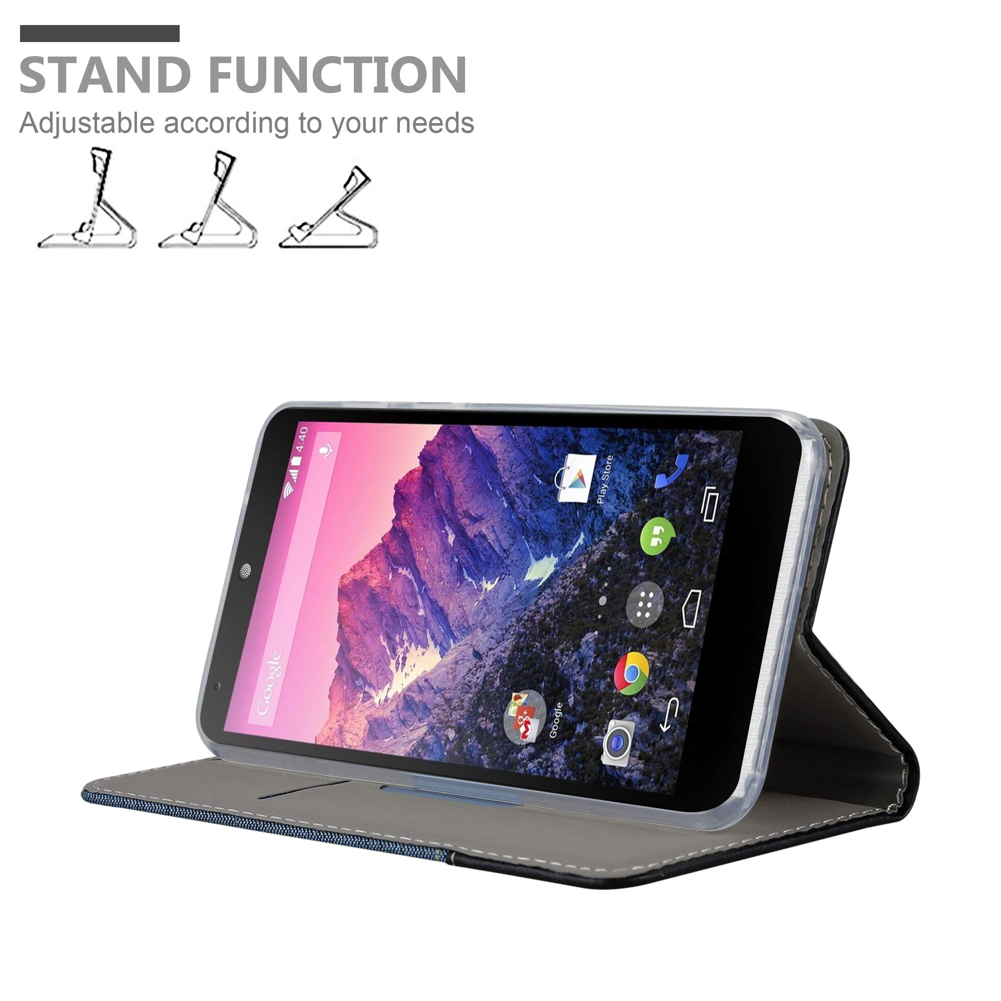 Cadorabo Custodia Flip In Similarpelle Per LG Nexus 5 – Cover Wallet Con Chiusura Magnetica, Nero Carbone