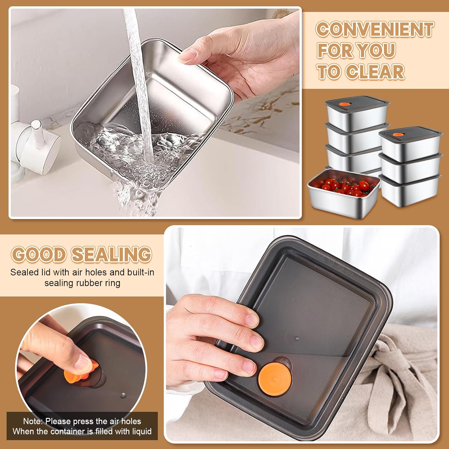 10 Pack Stainless Steel Food Storage Containers with Leak-Proof Lids, 16oz Reusable Metal Meal Prep Snack Box, Stackable Lunch Container, BPA-Free, Dishwasher Safe for Adults & Families - Image 7