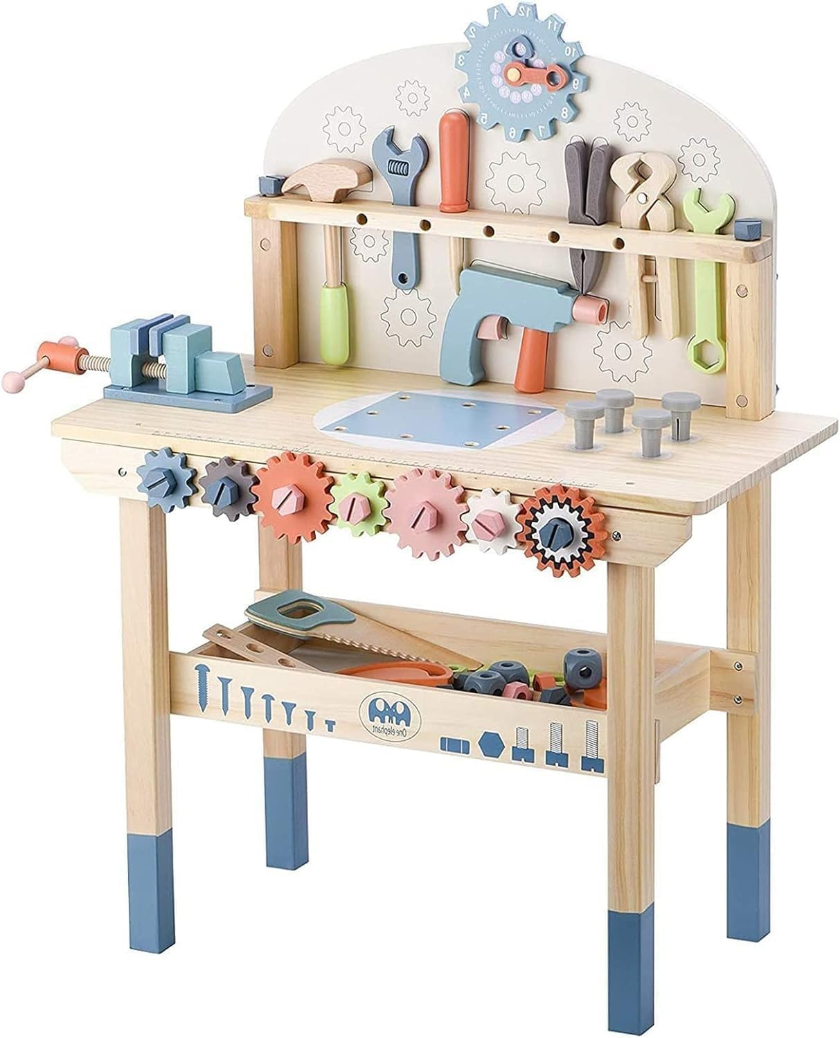 Aputue Kids Tool Set, Toddler Workbench with Storage, Wooden Tool Bench Workshop with Realistic Tools, Educational Building Toy for Fine Motor Skills Development, Compatible with Creative Playsets