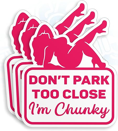 Miniatura 9 de (3 unidades) Don't Park Too Close I'm Chunky Pegatinas lindas rosadas divertidas conductoras de coche de 4 pulgadas, calcomanías de vinilo