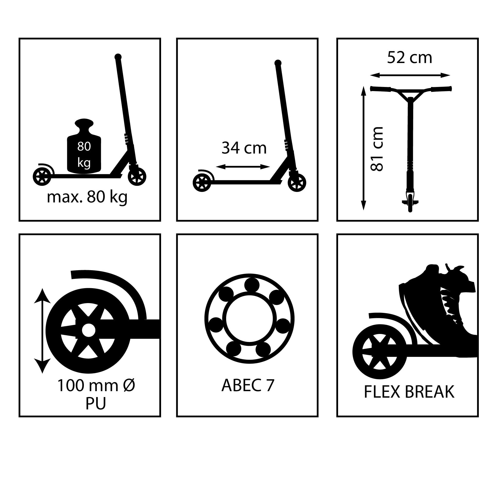 Schildkröt Trotinette Freestyle 360, Aluminium, Modèle d'Entrée de Gamme pour Les Premiers Tours et Cascades, Roues en PU 100 mm