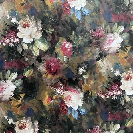 Decora Furnishings Floral Design Soft Thick Velvet Fabric Digital Printed Upholstery Material for Sofa Diwan Cushions Chair Cover Craft Width 54 inches - Running Meter - Dark Brown