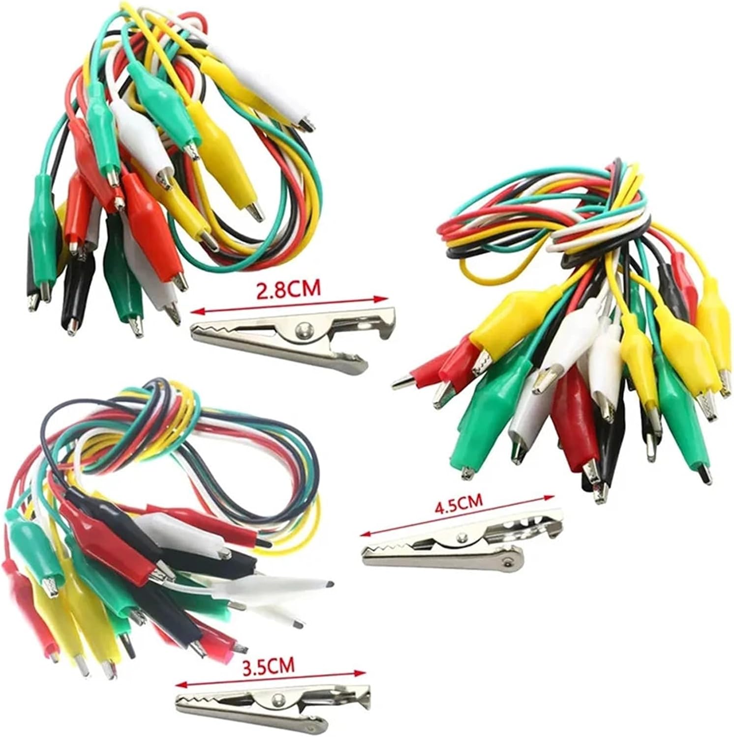 10PCS Alligator Clips Electrical, 5 Colors Test Leads with Testing Probes Crocodile Jumper Wires Cable with Alligator Clips(10PCS 28MM)