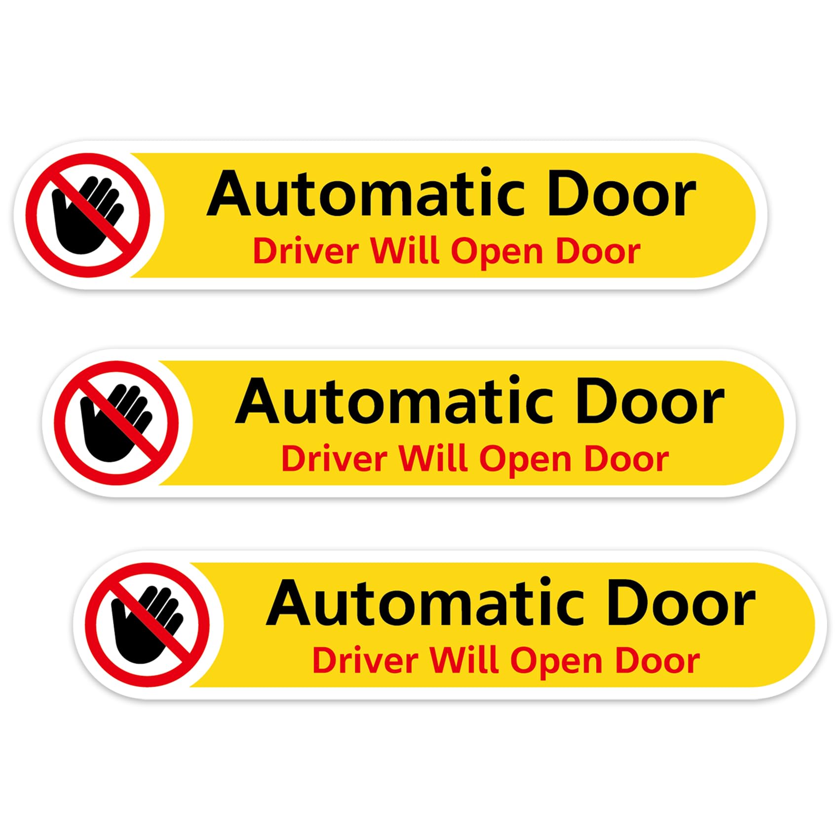 3 Pack Automatic Door Sticker, 5" x 1" Waterproof Vinyl Stickers, Caution Stickers Automatic Door Do Not Touch Warning, Driver Will Open Doors Sign Car Decal for Car Vehicle Taxi Window