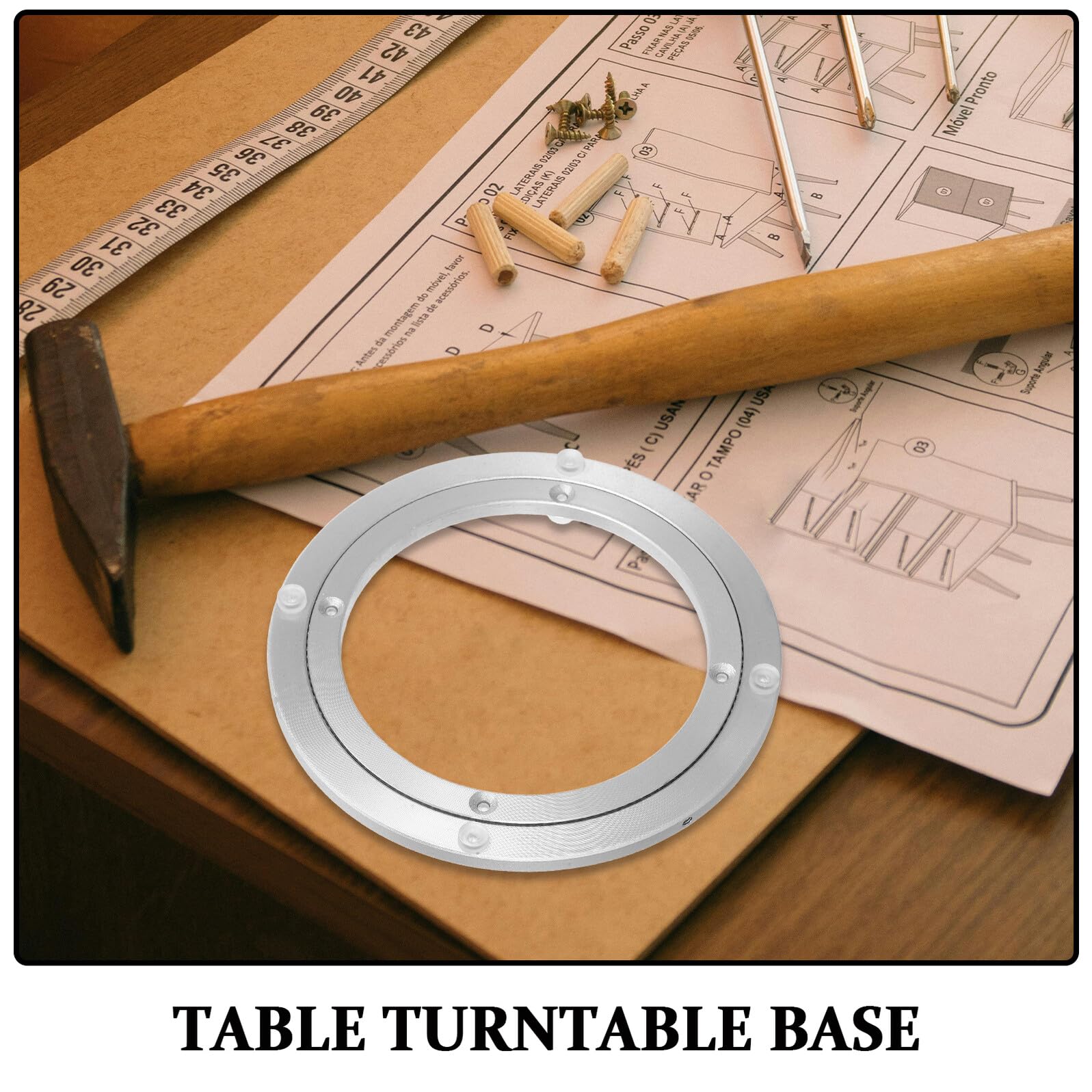GARVALON Plateau Tournant Pivotant en Alliage D’Aluminium 20 CM Base Pivotante Antidérapante pour Table à Manger 30-40 CM Support Fluide et Silencieux Roulement à Billes pour Service
