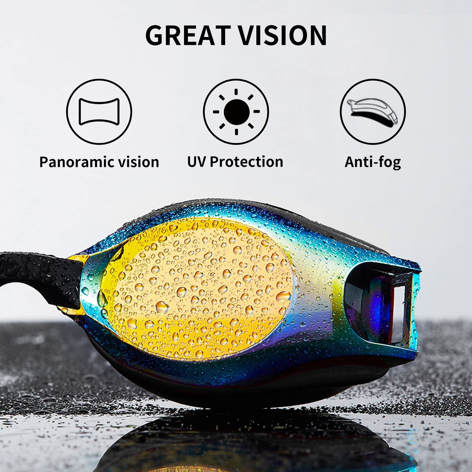 Schwimmbrille, kurzsichtig, mit verschreibungspflichtigen Linsen, Anti-Fog Nase, Clip für Damen, Kinder, Herren, Schwimmbrille