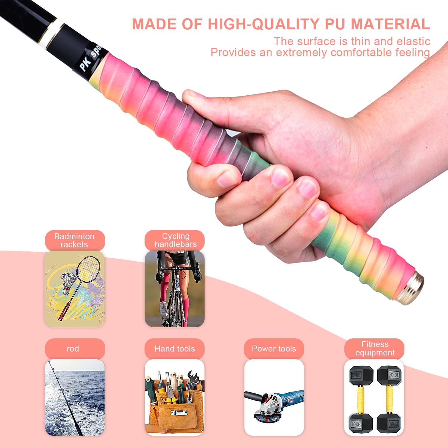 Nastro Grip Per Racchette - 4 Pezzi Colorati - Per Badminton, Tennis, Baseball - Foto 5