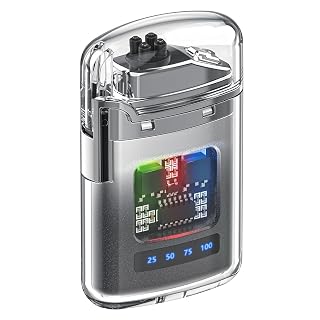 SWASHRIT Plasma Lighter | Polycarbonate Electric Lighter Type-C Rechargeable | Windproof Flameless Lighter | USB Rechargeable Dual Arc Sparks with LED Display | Lighters | Electric Flameless Sparker